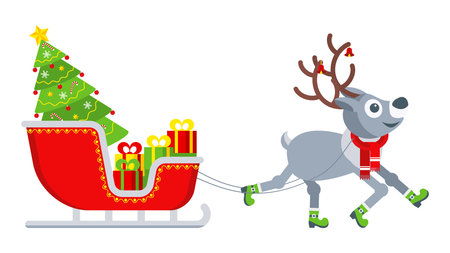 Santa Claus sleigh and reindeer harness.のイラスト素材
