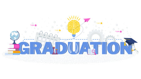 Word graduation typography vector conceptのイラスト素材