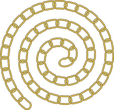 Spiral of golden precious chain. Luxury jewelry for men and women. Flat vector illustration.のイラスト素材