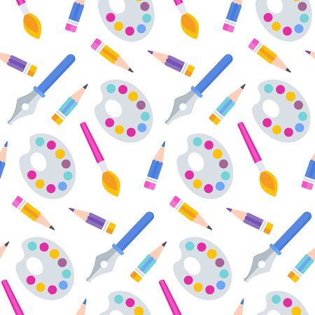 Seamless pattern of colored pencils. Cute baby background.のイラスト素材