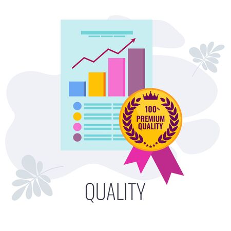 Quality mark infographics pictogram. Certificate and warranty, highest ratingのイラスト素材