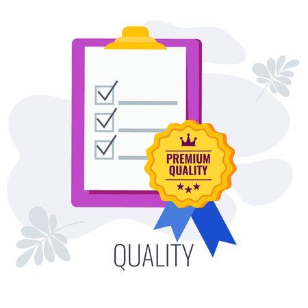 Quality mark infographics pictogram. Certificate and warranty, highest ratingのイラスト素材