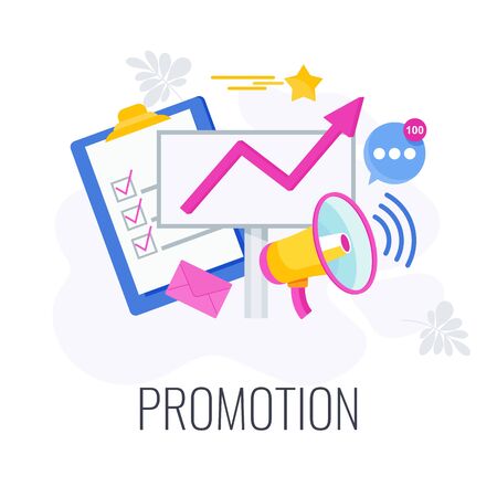 Promotion business concept. Messages fly from a megaphoneのイラスト素材