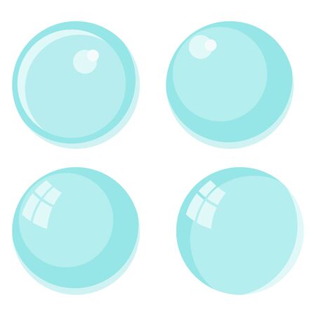 Flat vector Flying bubbles of soap suds. Underwater gas flow in water. Effervescent stream in an aquarium, soda drink or champagne. Hissing balls, foam.のイラスト素材