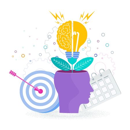 Brain is like a tree growing in a human head. The development of thinking,のイラスト素材