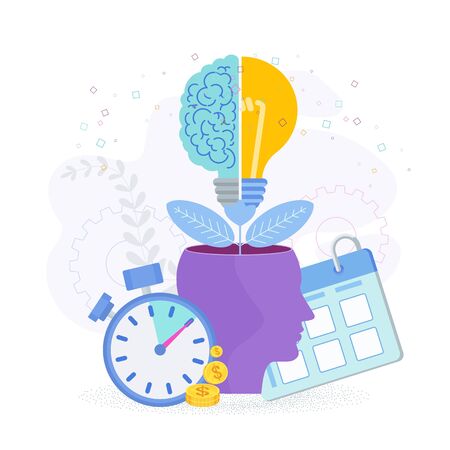 Brain is like a tree growing in a human head. The development of thinking,のイラスト素材