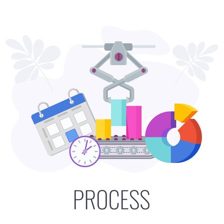 Process infographics flat vector pictogram. 7 PS marketing mix.のイラスト素材