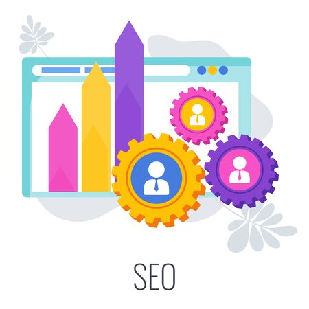 Search engine optimization Infographics Pictogram. SEO strategy.のイラスト素材