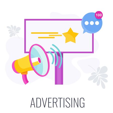 Advertising business concept. Flat vector cartoon illustration.のイラスト素材