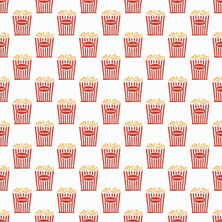 Cinema seamless pattern. Vector wallpaper with popcorn.のイラスト素材
