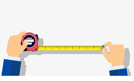 Measuring tape in the hands of a man.のイラスト素材