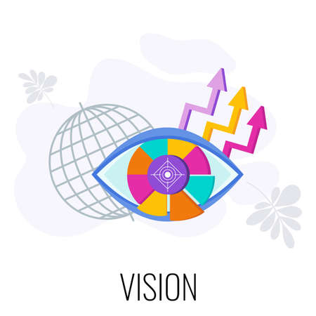 Business vision statement. Eye out of segments. Flat vector style illustrationのイラスト素材