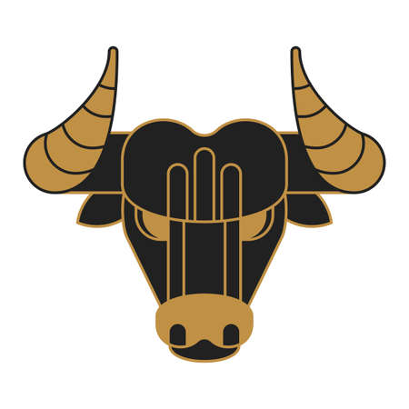 Bull Head outline  on white background.のイラスト素材