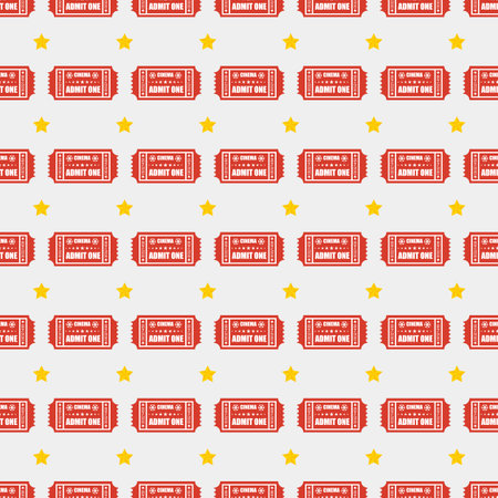 Cinema ticket seamless pattern. Movie digital paper. Art texture.のイラスト素材