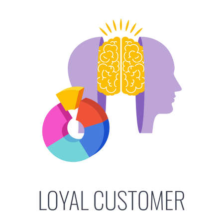 Loyal consumer. Regular customer. Flat vector marketing illustrationのイラスト素材