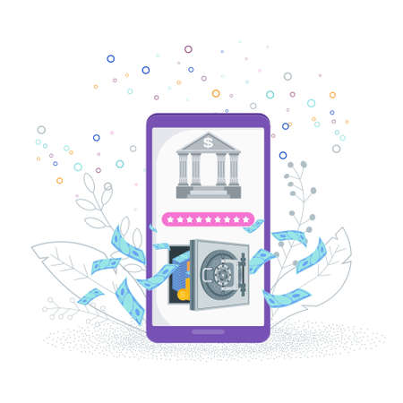 Banking services in the mobile application. Bank in a smartphone.のイラスト素材