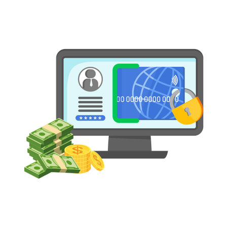 Internet banking. Secure online payments. Money transfer using computer.のイラスト素材