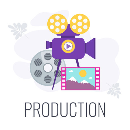 Video marketing banner with icons. Digital marketing.のイラスト素材