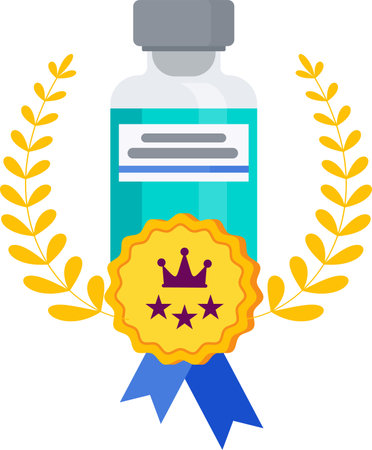 Vaccination quality icon. Syringe and dose of vaccine.のイラスト素材