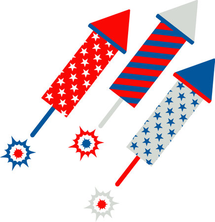 Fireworks flat icon. Independence day of USA.のイラスト素材