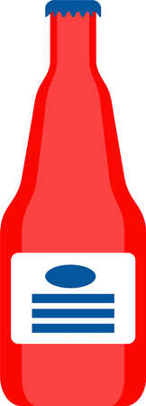 Sauce bottle with tomato ketchup. Grill food. Barbecue party, outdoor picnic.のイラスト素材