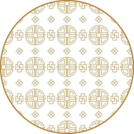 Chinese decoration elements. Frame, border or tiles with patterns.のイラスト素材