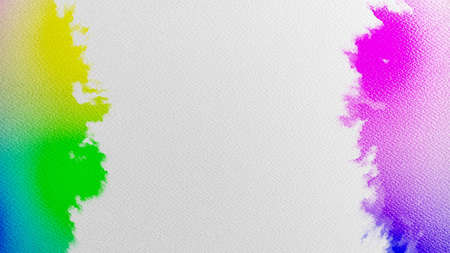 Bright rainbow gradient watercolor stain on textured watercolor paperの写真素材