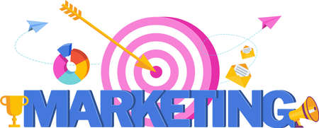 Marketing Typography flat vector illustration. Strategy, management.のイラスト素材
