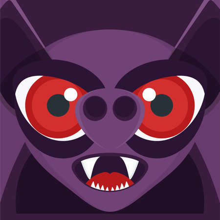 Halloween flying bats face. Vector decoration elementのイラスト素材