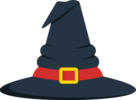 black witch hat. Halloween icon. Design elements for advertising and promotion.のイラスト素材