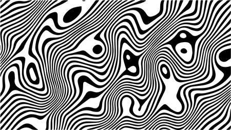 Liquify line monochrome background. White and black wavy stripes.のイラスト素材
