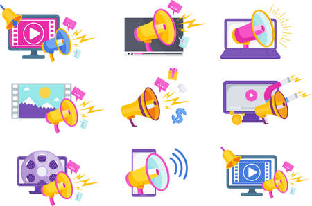 Video marketing. Video channel to the Internet, subscriptioのイラスト素材
