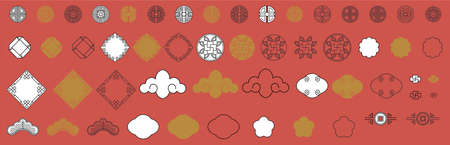Traditional chinese, japanese vector flat seamless patterns.のイラスト素材