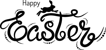 Happy Easter Lettering. Calligraphic text handwritten with creative art brush.のイラスト素材