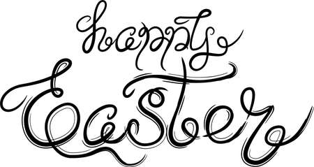 Happy Easter Day Lettering. Calligraphic text handwritten with paint ink brush.のイラスト素材