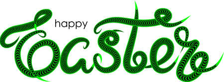 Happy Easter Day Lettering. Calligraphic text handwritten with paint ink brush.のイラスト素材