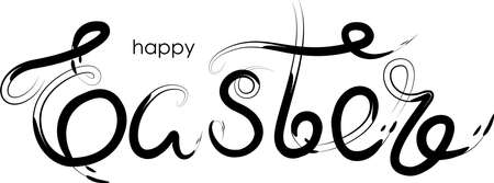 Happy Easter Day Lettering. Calligraphic text handwritten with paint ink brush.のイラスト素材
