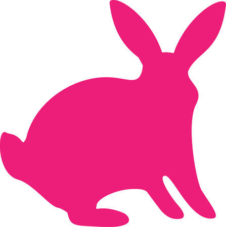 Easter cute rabbit silhouette. Vector cartoon illustration.のイラスト素材