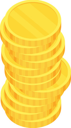 Coins. Heap of golden dollars. Money stack.のイラスト素材