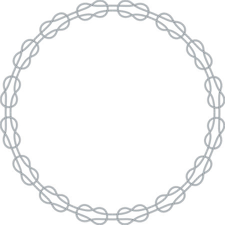 Round rope frame isolated on white background. Twisted cordのイラスト素材