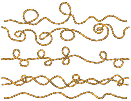 Set of seamless tangled ropes isolated on white background.のイラスト素材
