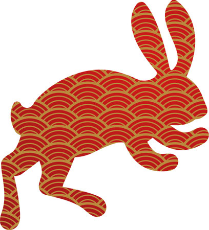 Red silhouette of cute bunny. Rabbit icon. Zodiac animalsのイラスト素材