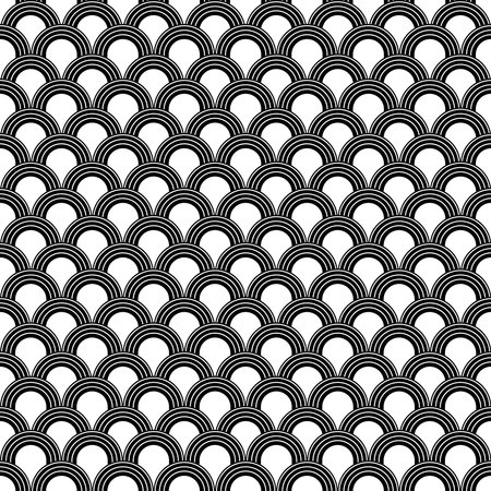 Fish scale seamless pattern. Traditional chinese sea wave ornament. Asian cloud ethnic motif.のイラスト素材