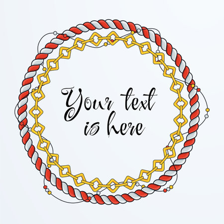 Round rope frame isolated on white background. Twisted cordのイラスト素材