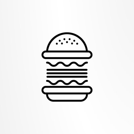 Burger icon. Hamburger logo. Fast food line emblem.のイラスト素材