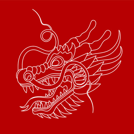Traditional chinese dragon head. Zodiac sign. Vector illustration.のイラスト素材