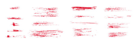 Red brush stroke set. Collection of painted grunge stripes. Ink paintのイラスト素材