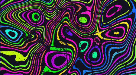 Trippy strip psychedelic pattern. Neon grunge wavy backgroundのイラスト素材
