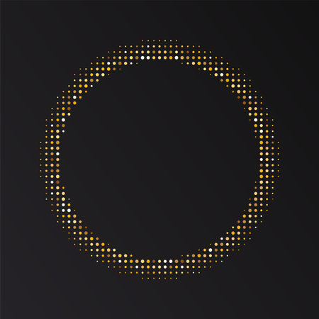 Gold Halftone round frame. Golden luxury Halftone circle logo.のイラスト素材
