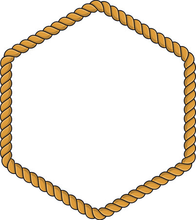 Hexagonal rope frame isolated on white background. Twisted cord.のイラスト素材